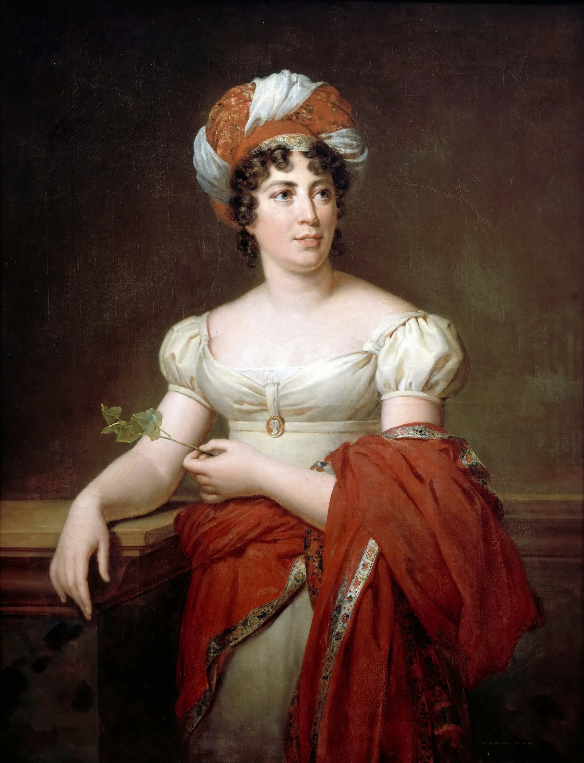 Portrait de Germaine de Staël par Marie-Éléonore Godefroid d'après François Gérard. Première moitié du XIXe siècle. Tableau conservé au château de Versailles.